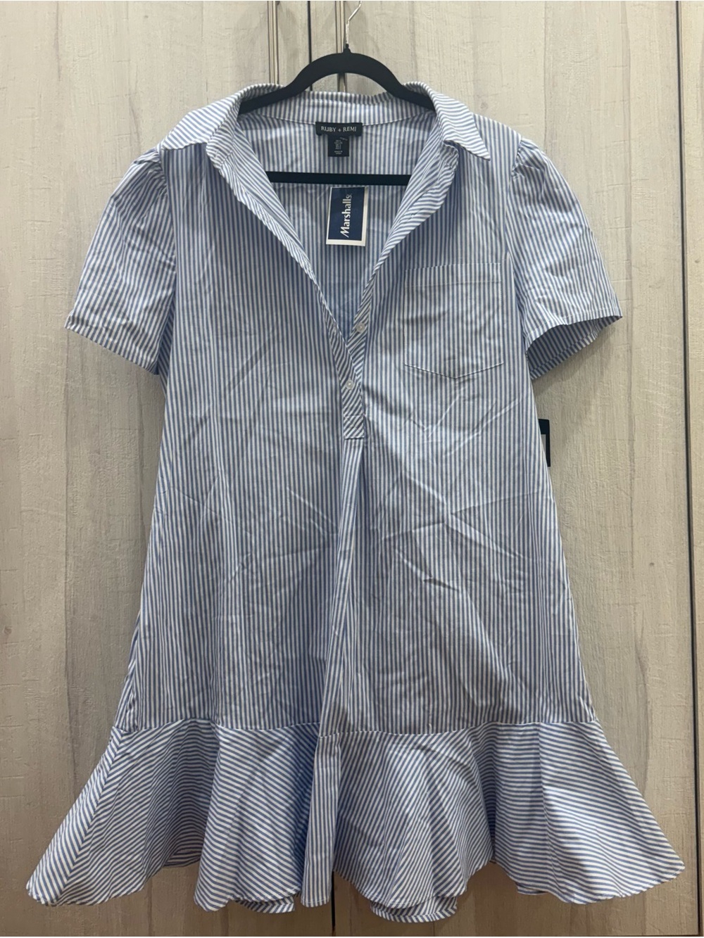 Ruby + Remi Blue And White Striped Shirt Dress